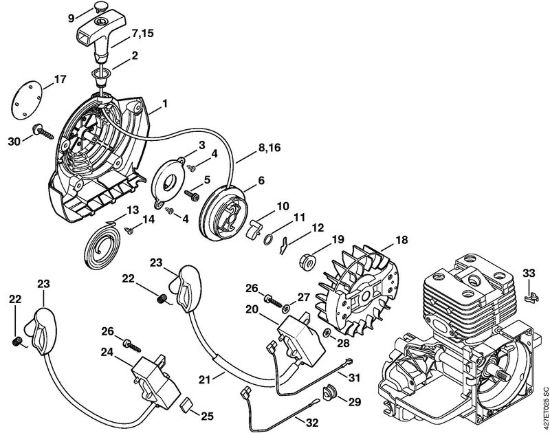 Dispositivo avviamento, impianto di accensione BT 120 C BT 120 C brand Stihl